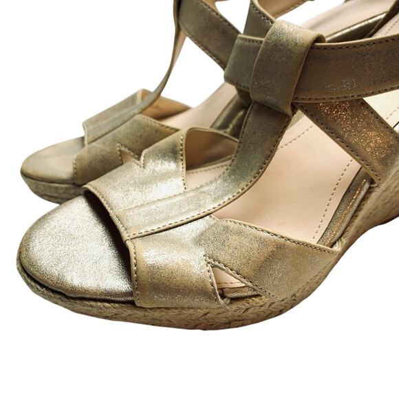 Calvin Klein Emmah Espadrille Wedge Platform Sandals Cage Ankle Strap sz 8 M - Picture 3 of 12